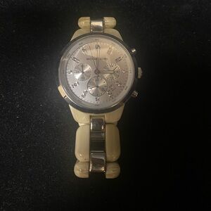 Michael Kors Silver and Cream Women's Chronograph Watch